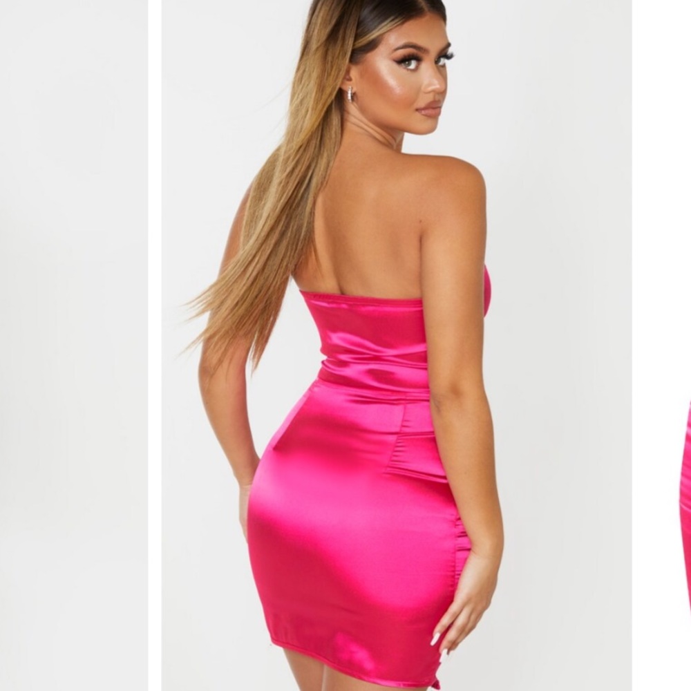 Emory Park Silk Hot Pink Strapless Mini Dress